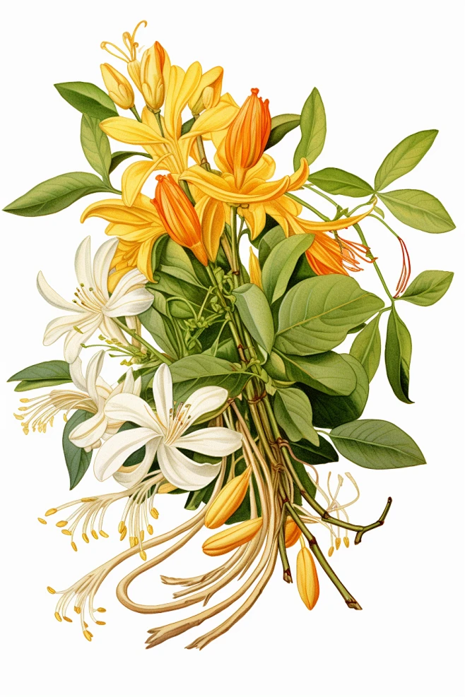 金银花中药材中草药插画