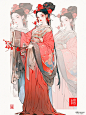 胭脂红 | 角色设计 | 古风服设插画 - 小红书