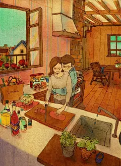 韩国艺术家puuung1温馨插画作品 | 灵感日报