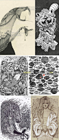 4900张黑白装饰画素材图片jpg线条白描绘画参考-淘宝网