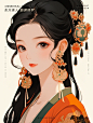 东方美人-鹅黄绮罗②民族扁平风文创美学插画