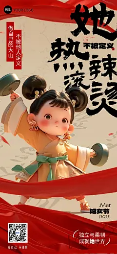 企业妇女节节日祝福软3D风全屏竖版海报AIGC