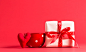 Present box on a red background