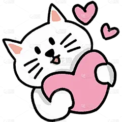 小红书可爱手帐风猫咪爱心简笔画贴纸