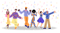 Friend Group At Retro Dance Party Illustration