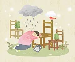 触景生情 泪目疼哭 牵绊思念 关心关爱插图插画设计PSD ti246a8407