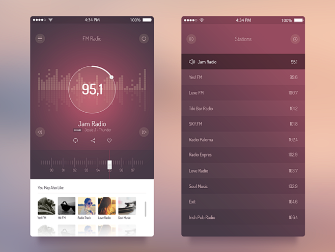 FM Radio UI - iOS 7 ...