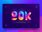 Hiwow 20000 + followers（02） black and red typography logo design icons 20k pink red blue number visual design ui app web design colors gradients graphic hiwow color icon banner illustration