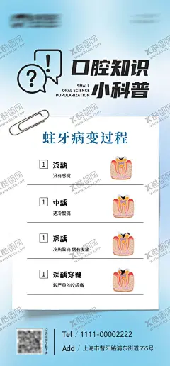 蛀牙病变过程科普海报 【酷图网】海报,口腔,科普,知识,蛀牙,补牙,手绘,卡通,