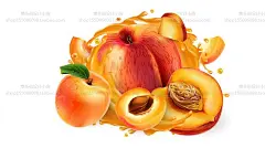 创意水果AI矢量果汁鲜榨橘子橙子桃苹果果汁榨汁饮品海报矢量素材-淘宝网