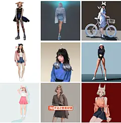 日韩时尚女性插画手绘绘本CG二次元美女时装服装设计绘画板绘妹子-淘宝网