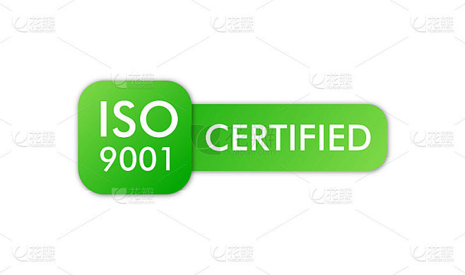 ISO 9001认证徽章，图标。认证盖章。平面设计向量