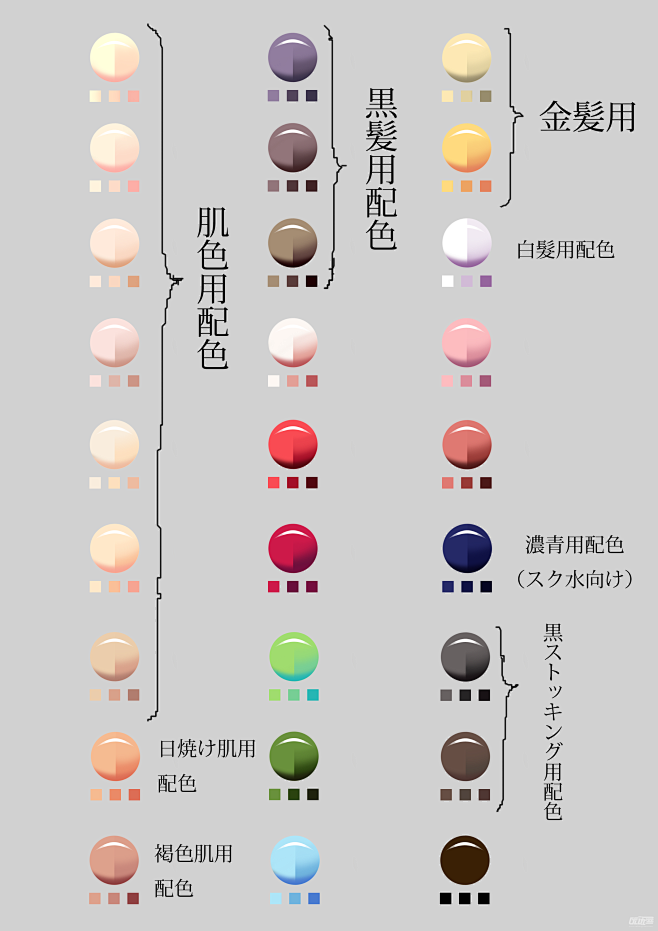 超赞肤色与发色配色参考素材 - 优动漫 ...