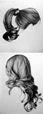 gorgeous hair studies are mixed media drawings on canvas by New York based artist Brittany Schall: 