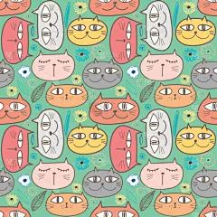 可爱的,猫,四方连续纹样,背景,华丽的,纺织品,壁纸,动物,艺术品,爱