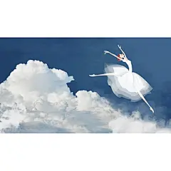 手绘水彩3d卡通芭蕾舞蹈教室瑜伽馆墙纸简约天空云朵女孩卧室壁纸-淘宝网
