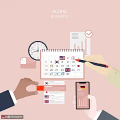 日历国旗钟表数据手机油笔商务插画 商务办公 项目承包