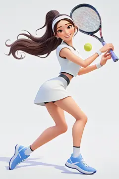 AI数字艺术CG风打网球运动人物插画-众图网
