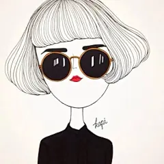 kapi复古女孩 简约系列 头像 线描 壁纸 酷酷@北坤人素材
