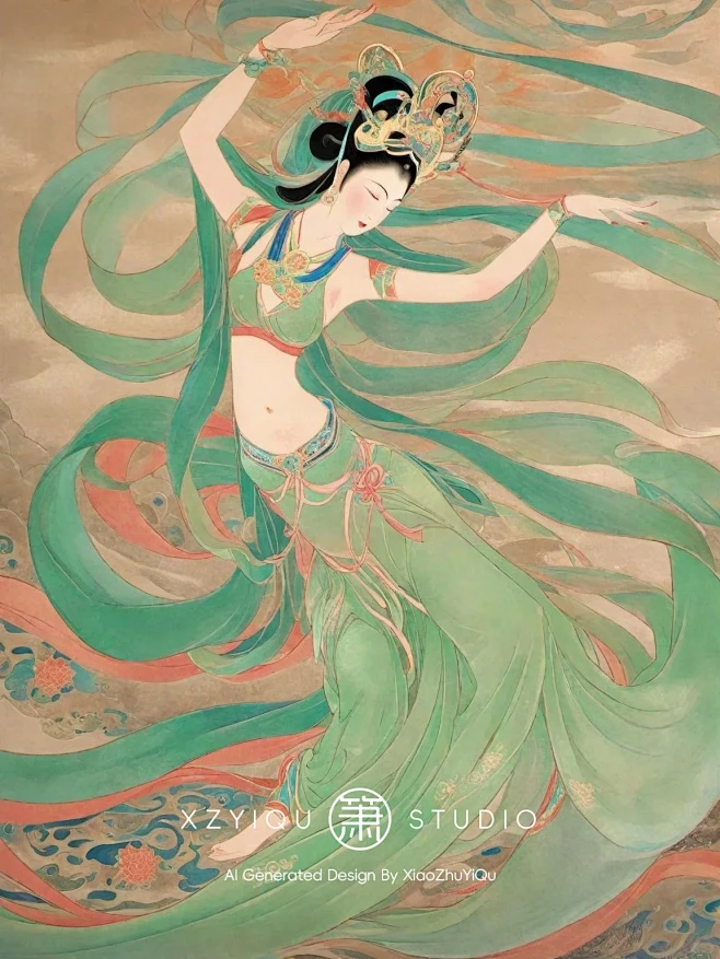 岩彩画x敦煌飞天壁画【下篇】-花瓣网