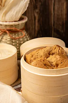 红糖馒头早餐面点面食美食摄影图