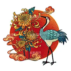 仙鹤  - 源文件下载【酷图网】仙鹤,鹤,手绘仙鹤,国潮仙鹤,古典仙鹤,古风仙鹤,中国风仙鹤,仙鹤插画,仙鹤素材,鹤素材,中国风,国潮,