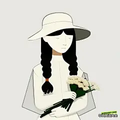 一个戴帽子拿着花的女孩的平面图，极简主义、温暖、功利主义、几何、丹麦设计 –s 50 | 中文prompt咒语大全，ChatGPT咒语，Midjourney咒语，文生图咒语，提示词翻译，prompt翻译