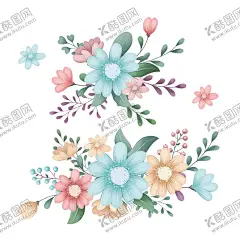 花卉 矢量花 【酷图网】花卉,矢量花,花朵,红蓝玫瑰,月季,北欧风格元素,绿叶植物,贺卡,花草,花卉植物,鲜花,