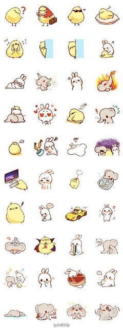 几百个简笔画萌物小素材，马住练习 （转）@手绘手账素材 ​