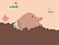 For a kidsbook I designed, I illustrated 10 animals. Here is the mole. This fellow is chosen to be further developed!