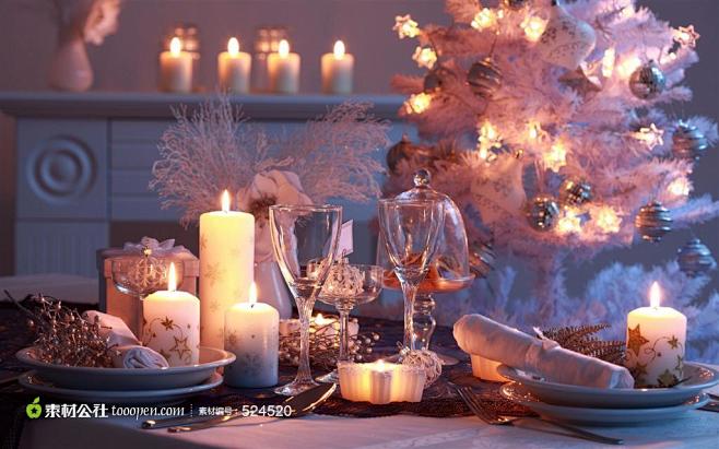 圣诞节白色蜡烛高清设计背景图片素材
