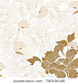 Japanese background vector. Gold flower pattern.