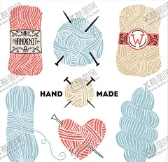 矢量毛线 【酷图网】矢量,手绘,线稿,毛线,线描,针线,针织,织衣服,编制,毛线团