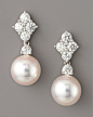 Mikimoto White Diamond & Pearl Drop Earrings - drooling because these are so incredibly beautiful