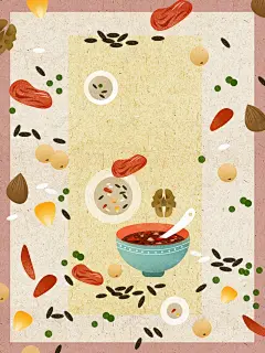 腊八节米色手绘插画简约商业配图背景 食物 背景 设计图片 免费下载 页面网页 平面电商 创意素材