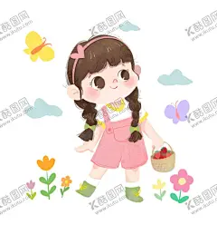 草莓女孩 【酷图网】儿童插画,插画,儿童,女孩,草莓,手绘插画,手绘,小花,花草,可爱,活泼,采摘,小孩,少女,开心,快乐,