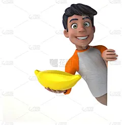 有趣的3D卡通亚洲青少年