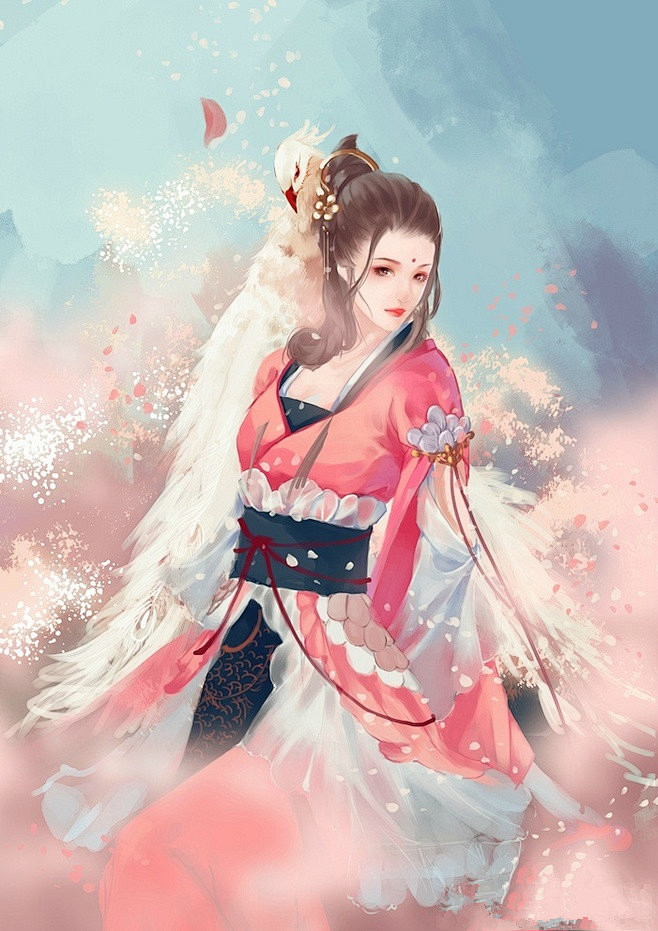 古风美女 女性 古装 插画 唯美 美女 ...