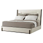 Brougham Modern Oatmeal Linen Tufted Headboard Platform Bed - King | Kathy Kuo Home