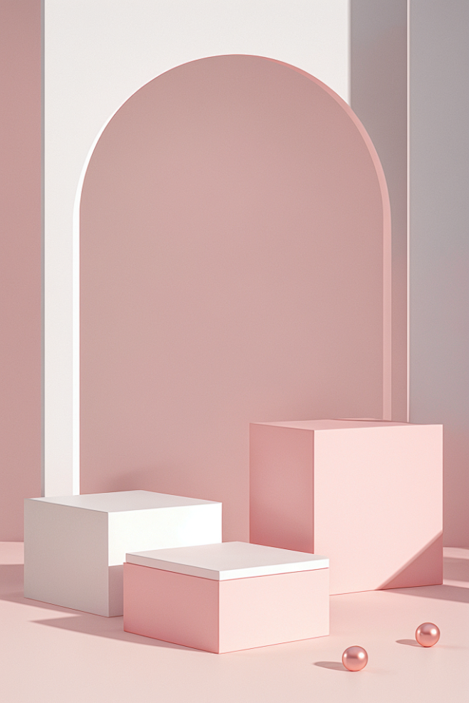 粉色主题C4D电商展台背景场景