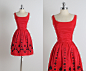 【预定】Vintage古着尖货 1950年代红色塔夫绸刺绣礼服-淘宝网