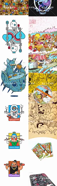 商业插画图片 涂鸦夸张墙绘卡通绘画街头角色卡通人物参考素材-淘宝网