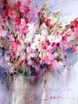 OMGoodness! Abstract Floral Arrangement with purples, pinks, lavenders, fuchsia--it's absolutely stunning. Artist Fabio Cembranelli.