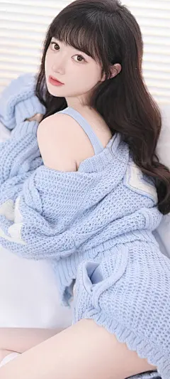 清新 毛衣 美女回头手机壁纸