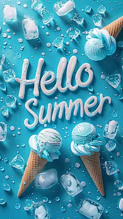 夏日清凉冰块冰激凌壁纸