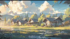 AI日系动漫卡通场景设定素材 游戏场景美术设计 日式背景插画临摹-淘宝网