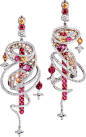 ▶◀の☀ LOUIS VUITTON the spirit of travel shangai earrings in white & red gold, louis vuitton diamonds, diamonds, spinels & spessartits.