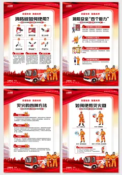创意大气红色消防安全知识宣传海报