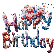 生日快乐-充满活力、色彩缤纷的生日留言与气球
