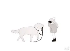 韩国网友分享的小日常：在路上看到一个小宝宝牵着一只成年拉布拉多犬在散步，走着走着突然绳子掉了，宝宝一下傻了眼，紧张地望着还在前行中的狗狗，可能是害怕狗狗就那样自己走掉吧，而走到前面的拉布拉多发现小主人没跟上后淡定地咬起牵引绳，转身走回宝宝跟前将绳子塞到了宝宝手里。